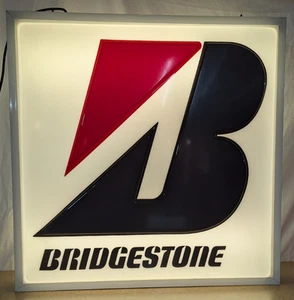 Large Double 2-sided Bridgestone Tires Lighted Indoor Dealer Sign 34"x34"x7" - Picture 1 of 9