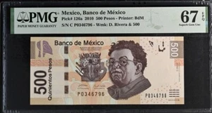 Mexico, Banco de Mexico P#126a 2010 500 Pesos PMG Superb Gem UNC 67 EPQ - Picture 1 of 2