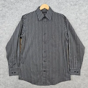 J Ferrar Men's Black & Gray Striped Dress Shirt Size M NWOT 100% Cotton Office - Picture 1 of 10