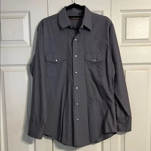 ROPER Camicia uomo media grigio antracite perla bottoni a pressione manica lunga western - Foto 1 di 10