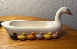 Ceramic Duck Goose Ducklings Dish Soap Crackers Dips - Picture 1 of 8