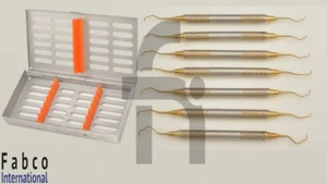 7Pcs Gracey Curettes Gold Coated Set With 7Pcs German Sterilization Cassette - Picture 1 of 1