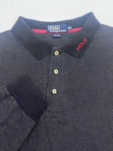 Vintage Polo Ralph Lauren Schwarz/Weiß Langarm Poloshirt Herren XXL Made In USA - Bild 1 von 13