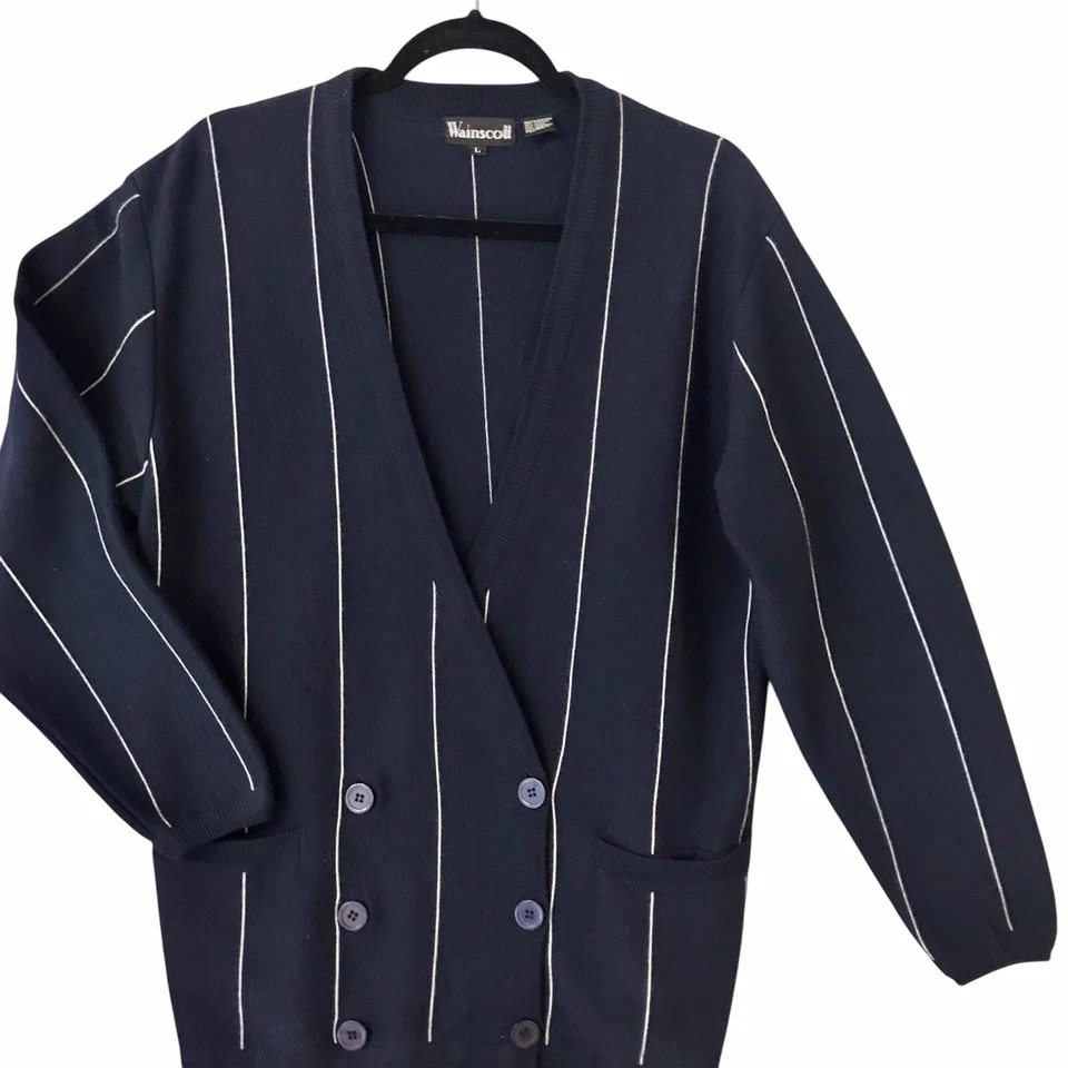 Cárdigan Suéter De Colección Wainscott Doble Pecho Academia Dinero Antiguo Abuelo Talla L Foto 1 de 4