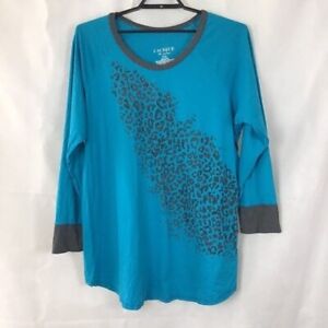 Caclque Sleepwear Top Size 22/24 Blue Animal Print