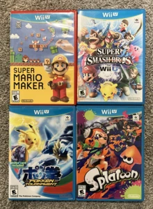 Pokken Tournament, Smash Bros, Mario Maker, Splatoon Nintendo Wii U Game Bundle - Picture 1 of 9