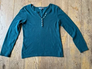 LAURA ASHLEY Jumper UK 8 - cashmere mix - Henley V Neck - Picture 1 of 5