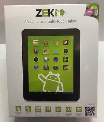 ZEKI TBDB863B 8GB WiFi White 8” Capacitive Multi-Touch Tablet NEW  OPEN BOX - Image 1 of 4