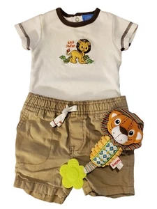 Vintage Precious Moments 3-6 months Bodysuit Shorts and Rattle set Wild Safari - Picture 1 of 10