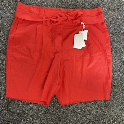 Boden Womens Cora Shorts,  Linen Cotton 6" inseam. Red. Size US 18. BNWT. - Image 1 of 4