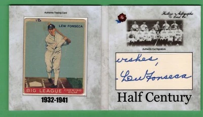 2020 HA HALF CENTURY LEW FONSECA CUT AUTO + 1933 GOUDEY BOOK BECKETT AUTHENTIC - Image 1 of 2