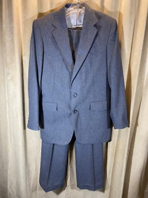 Traje Occidental Para Hombres De Colección Años 70 Pagano West 2 Piezas Gris Talla 40L Pantalones 33-31 Lana Foto 1 de 4