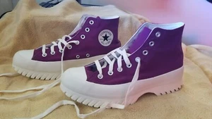 NEW Converse All-Star Hi Tops Stack Heels Purple Mens 9.5; Womens 11 - Picture 1 of 6