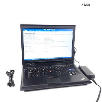 Lenovo ThinkPad SL500 15.6"Laptop 2 Duo T5870 2GB Ram No HDD/OS Boot BIOS H2270 - Image 1 of 4