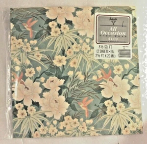 VINTAGE AMBASSADOR GESCHENKPAPIER GESCHENKPAPIER KOLIBRI BLUMEN NEU NOS 2 BLATT - Bild 1 von 1