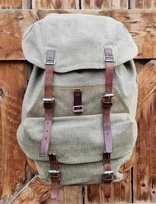 Robuster, alter Schweizer Armee Rucksack, Segeltuch & Leder Original 1963, Nr.26 - Bild 1 von 4