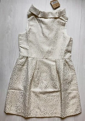 7 全新带标签女孩豹象牙银色连衣裙金属色。 闪耀 — 第 1/4 张图片