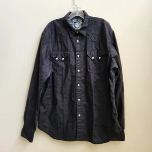 G by Guess Shirt Men's XXL Black Pearl Snap Button Up Long Sleeve Western Shirt - Picture 1 of 14