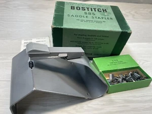 Vtg Green Bostitch B8S Saddle Stapler Booklet Art Deco Office Desktop w Box Top - Picture 1 of 9