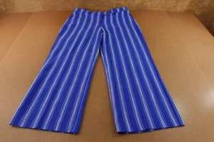 Express Womens 16 Blue Striped Relaxed Fit Mid Rise Editor Wide Leg Pants NWT - Picture 1 of 10