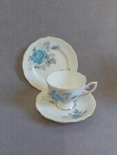 Vintage Royal Standard Blue Roses bone china teacup saucer plate trio