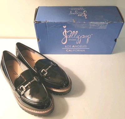 Nuevo en caja Mocasines Mario de charol negro liso Jellypop talla 8 para mujer Foto 1 de 4