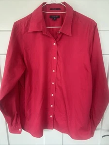 Lands End Top Women’s 18W Rose Red Button Up No Iron Pinpoint Oxford - Pristine! - Picture 1 of 9