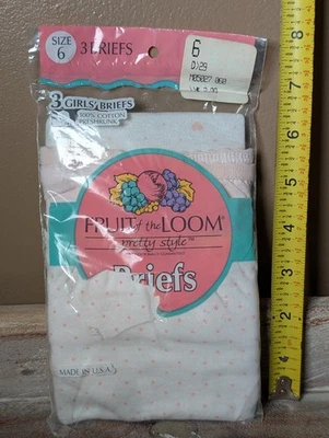Vintage Fruit of the Loom Girls Briefs Underwear Panties Size 6 3 Pairs 1991 - Image 1 of 2