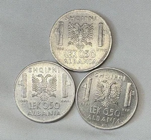Lotto Regno d'Italia monete Lek 0,50 Albania Impero Vittorio Emanuele III - Picture 1 of 5
