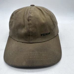 Vtg CC Filson Waxed Canvas Hat Cap Oil Tin Cloth Brown Leather Strap & Sweatband - Picture 1 of 24