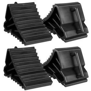 Wheel Chock Tire Stopper 4pcs Set for Vehicle and Caravan Black - Picture 1 of 11