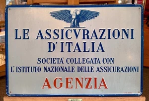 Insegna Le Assicurazioni d'Italia latta litografata Stim Roma ventennio 1930 ca - Picture 1 of 6