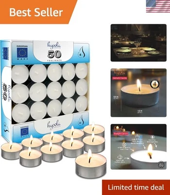 50 velas ligeras de té blanco a granel - aceite de palma natural - quemaduras limpias y sin perfume Foto 1 de 4