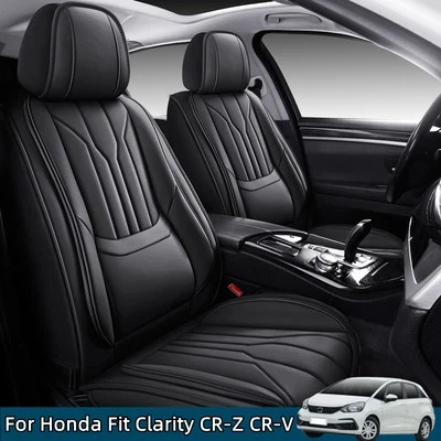 Fundas de asiento de auto de cuero PU de cobertura completa de 5 asientos para Honda Fit Clarity CR-Z CR-V Foto 1 de 4