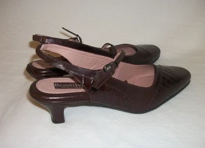 NEW WOMENS BROWN LEATHER BEAUTIFEEL EU 42 US 11 LOW HEEL PUMP BUCKLE ANTISLIP - Image 1 of 4