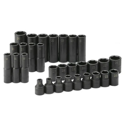 Tools USA 1/2 Drive, 30 Piece, 6 Point, Standard and Deep, Metric Impact Socket - Image 1 of 3