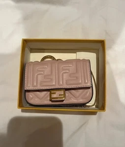 Fendi Baguette Gold Hardware Crossbody Nano Pink Leather - Picture 1 of 7