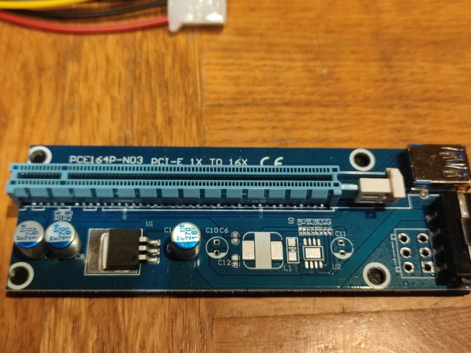 Molex 4Pin PCIE PCI-E PCI Express Adapter 1X 16X USB 3,0 Extender - Bild 1 von 1