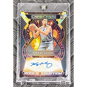 2022 Keegan Murray Kings Obsidian Rookie Eruption Electric Orange Auto RC /50 - Picture 1 of 3