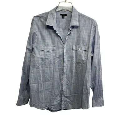 Рубашка мужская Alfani размер XL синяя клетчатая с длинным рукавом на пуговицах спереди карманы из хлопковой смеси - Изображение 1 из 4