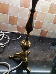 Vintage Brass Lamp Candlestick Solid Heavy 17 Inches Tall