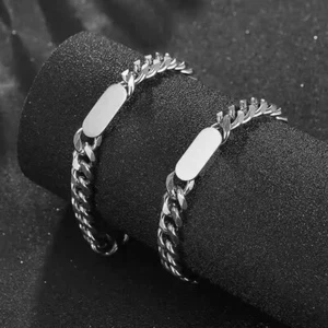 1pz Coppia Bracciale Acciaio Titanio Gioielli,per Personaggi Incisi Personalizzati - Foto 1 di 5