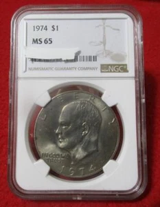 1974-P Eisenhower Dollar. NGC MS 65 #MF-T2792 - Bild 1 von 3