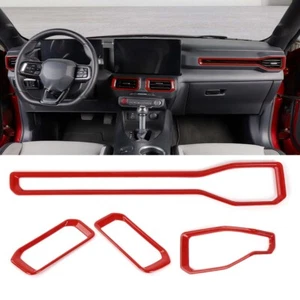 4PCS Red Center Control Dashboard Vent Air Outlet Cover Kit For Ford Mustang 24+ - Picture 1 of 9