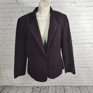 VTG Adolph Schuman For I. Magnin Purple Ultra Suede Open Lined Blazer Women's 14 - Picture 1 of 13