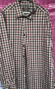 St GEORGE BY DUFFER, Grey Check Long Sleeved Cotton Shirt Size Large 17 Collar - Picture 1 of 9