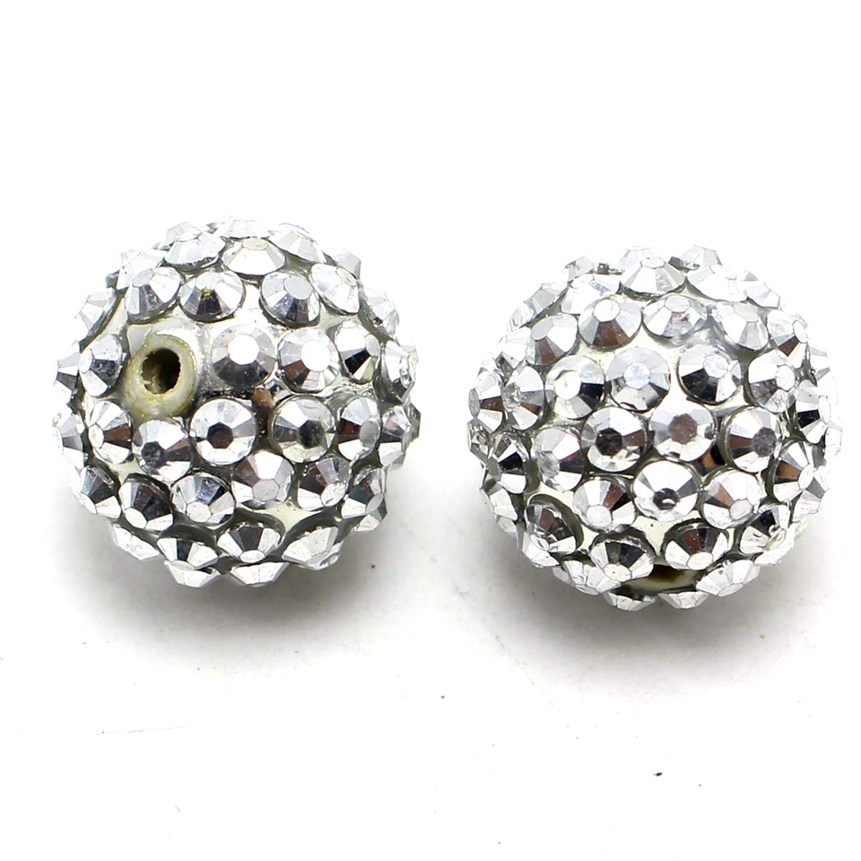 Cuentas espaciadoras de 16 mm de plata con diamantes de imitación pavé DISCO Foto 1 de 4