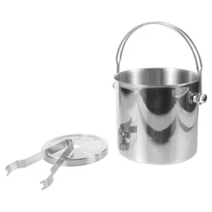 Stainless Steel Ice Bucket Holder for Party with Tong Metal Cube - Picture 1 of 12