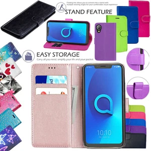 For Alcatel 1 / Alcatel 1 2021 PU Leather Wallet Phone Flip Stand Case Cover - Picture 1 of 9