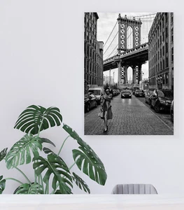 Obligente Icónico Puente de Manhattan Impresión de Lona Impresión Enmarcada Arte de Pared Decoración del Hogar - Imagen 1 de 2